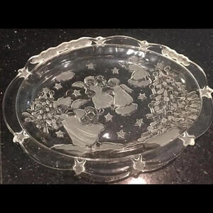 🤶🏻Angels And Stars Frosted Glass Trinket Plate Tray